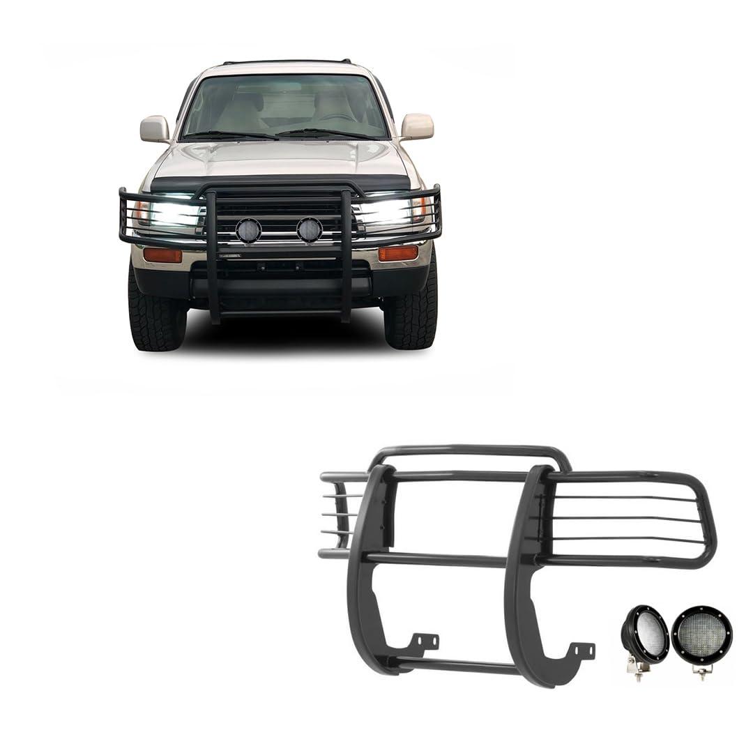 BLACK HORSE 17T80202MA-PLFB Grille brush Bumper Guard Modular Black Come with Pair of 5.3 INCH Dia.LED Lights with Black Trim Rings Compatible with 1996-1998 Toyota 4Runner|1998-2000 Toyota Tacoma - High quality product image showing BLACK HORSE 17T80202MA-PLFB Grille brush Bumper Guard Modular Black Come with Pair of 5.3 INCH Dia.LED Lights with Black Trim Rings Compatible with 1996-1998 Toyota 4Runner|1998-2000 Toyota Tacoma details and features