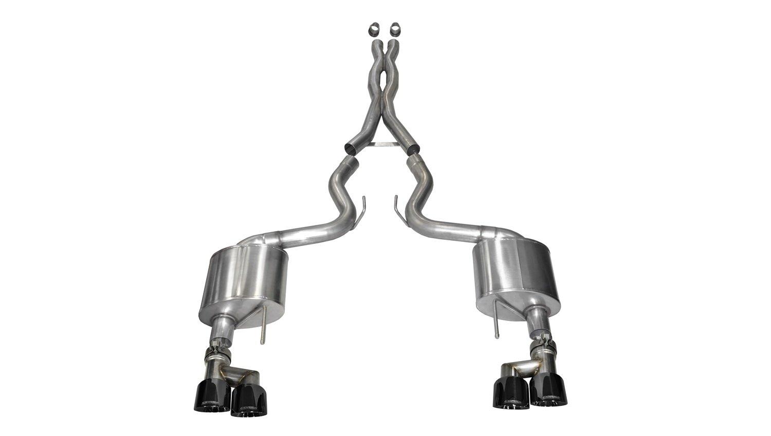 CORSA 14335BLK Cat Back Exhaust with Black Tip (Ford Mustang GT) - High quality product image showing CORSA 14335BLK Cat Back Exhaust with Black Tip (Ford Mustang GT) details and features
