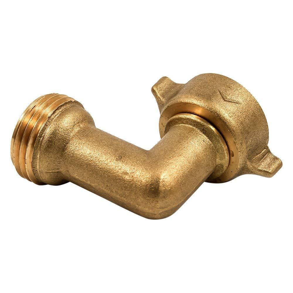 CAMCO 22502 Fresh Water Hose Connector; 90 Degree Elbow With Gripper; Fits Standard Garden Hose Female Coupling; Brass; Without Shut Off Valve; With English Language Packaging; Complies With CA and VT Regulations For Brass Content - High quality product image showing CAMCO 22502 Fresh Water Hose Connector; 90 Degree Elbow With Gripper; Fits Standard Garden Hose Female Coupling; Brass; Without Shut Off Valve; With English Language Packaging; Complies With CA and VT Regulations For Brass Content details and features