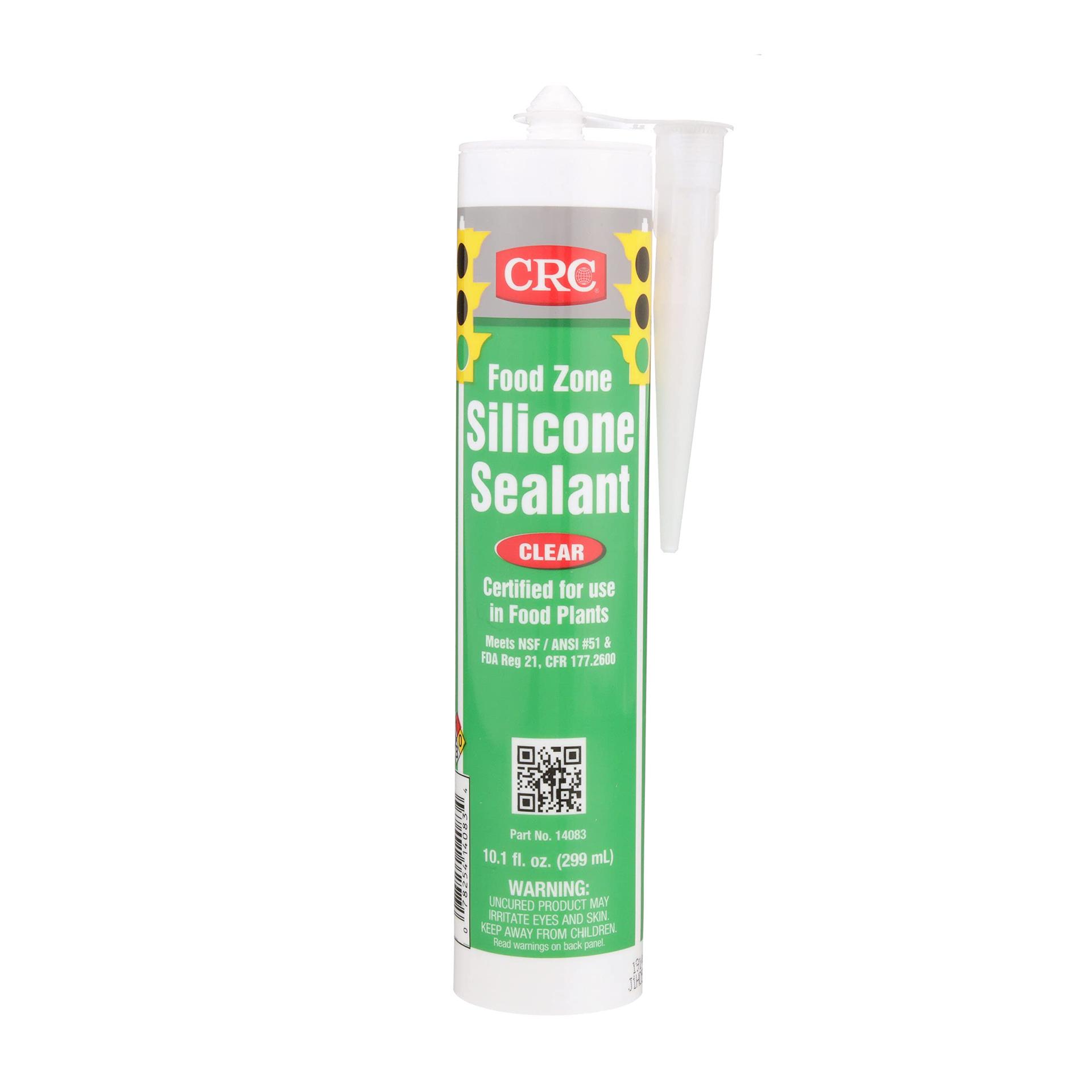 CRC 14083 Food Zone Silicone Sealant - 10.1 FL Oz., Clear Silicone Seal for Bonding, Waterproofing Applications - High quality product image showing CRC 14083 Food Zone Silicone Sealant - 10.1 FL Oz., Clear Silicone Seal for Bonding, Waterproofing Applications details and features