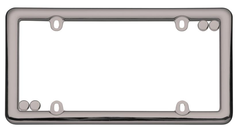 CRUISER 20680 Nouveau License Plate Frame, Black Chrome w/fastener caps