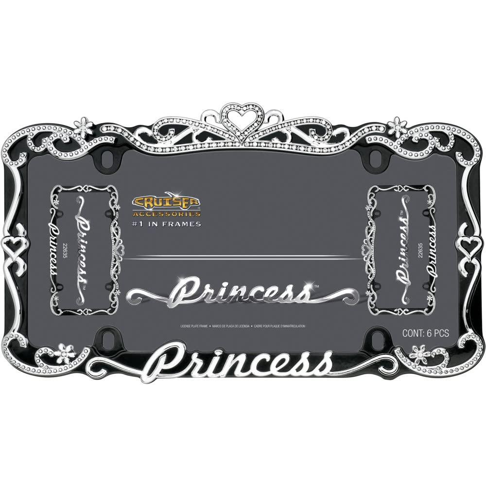 CRUISER 22635 Classic Frames Princess Heart Black Metal License Plate Frame - Bling Crystal Inlays - High quality product image showing CRUISER 22635 Classic Frames Princess Heart Black Metal License Plate Frame - Bling Crystal Inlays details and features