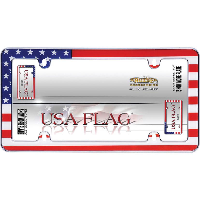 CRUISER 23003 USA Flag License Plate Frame, Chrome