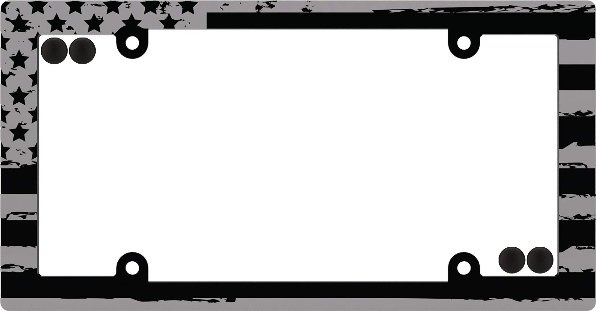 CRUISER 31250 American Flag License Plate Frame, Matte Black w/Fastener caps - High quality product image showing CRUISER 31250 American Flag License Plate Frame, Matte Black w/Fastener caps details and features