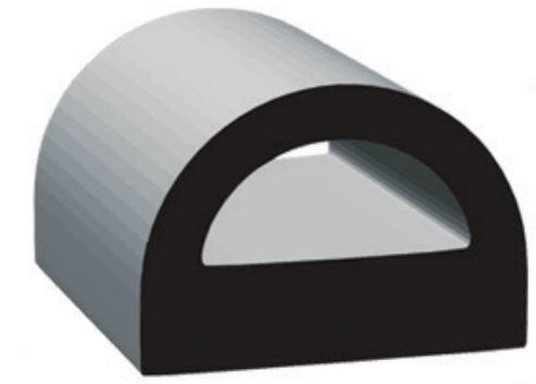 CLEAN SEAL 125H2-50 Door Window Channel Seal; D-Type; Mounts With Acrylic Based Adhesive; 3/4 Inch Width x 0.592 Inch Thickness x 50 Foot Length; Black/ EPDM (Ethylene Propylene Diene Monomer) - The Twister Group Tools product