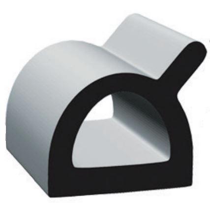 CLEAN SEAL 5036H2-50 Slide Out Seal; D-Type; 0.695 Inch Width x 0.695 Inch Thickness x 50 Foot Length; Black; EPDM (Ethylene Propylene Diene Monomer); With Acrylic Based Adhesive