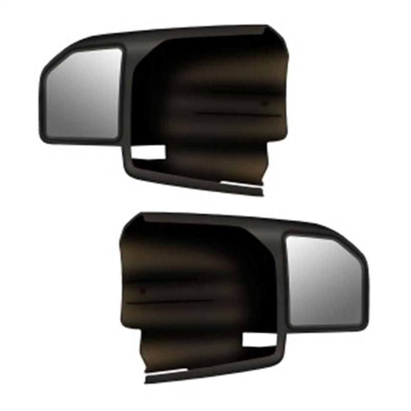 CIPA 11550 Exterior Towing Mirror; Slide On; Non-Extendable; Glass Manual Adjust; Without Turn Signal Indicator; Without Heat; Non-Folding; Black; Set of 2