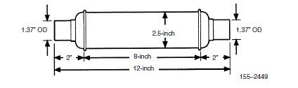 CUMMINS 1552449 Generator Exhaust Resonator; Compatible With Onan Models RV QG 2500 LP/2800/2800 EVAP And MicroLite KV; Aluminized Steel; 12 Inch Length; 1-1/2 Inch Diameter Outlet Center