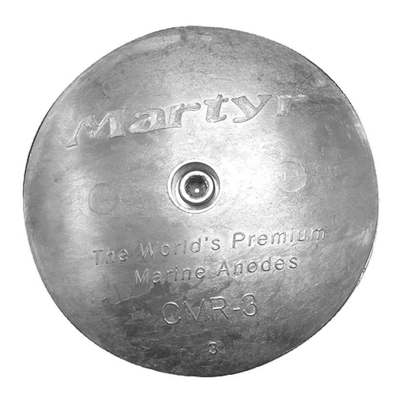 CMP CMR03 Marine Anode Kit; Traditional; For Use In Salt Water Only; Fits Rudder/ Trim Tab; Zinc; With Stainless Steel Bolt And Nut; 3-3/4 Inch Outside Diameter x 1/2 Inch Height; Set Of 2