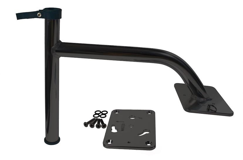 PANTHER KPB30B Boat Anchor System Mounting Bracket; Bow Mount; Mounts Panther King Pin Shallow Water Anchor; 3 Inch Rise; Powder Coated; Black; With Mounting Hardware