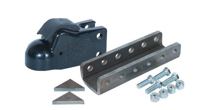 DEMCO 6125-95 2.3125 CHANNEL MOUNT KIT PLATED, Class III Straight Tongue; Bolt-On; 20000 Pound Lift Capacity; Fits 2-5/16 Inch Ball; E-Z Latch; Plated; With 12 Inch 6 Hole Channel; Includes Bolts and Gussets