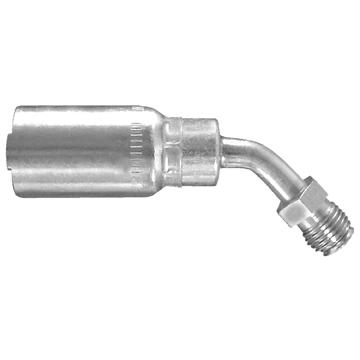 DAYCO 108445 Hose End Fitting; Hydraulic Permanent Crimp; 45 Degree Bent Tube Male Swivel Inverted Flare; 3/8 Inch Hose Inside Diameter; 5/8-18 Thread; 3.98 Inch Overall Length; Single