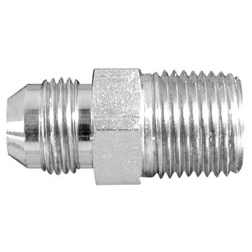 DAYCO 143720A Adapter Fitting; Hydraulic; Male 37 Degree Flare (JIC) to NPTF Male; 3/8-24 Thread T1; 1/8-27 Thread T2; Steel; Single