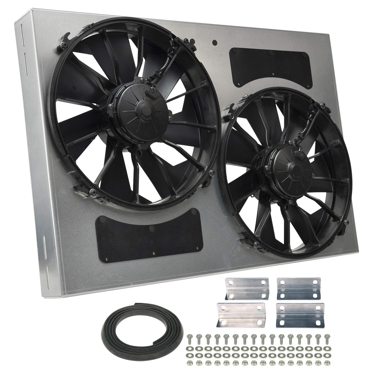 DERALE 16842 Performance Gray/Black High Output Dual Radiator Fan - High quality product image showing DERALE 16842 Performance Gray/Black High Output Dual Radiator Fan details and features