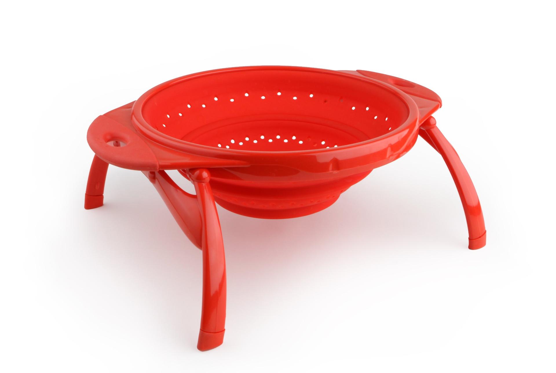 DEXAS 10CC1795 POP Collapsible Silicone Colander, 10 inch diameter, Solid Red - High quality product image showing DEXAS 10CC1795 POP Collapsible Silicone Colander, 10 inch diameter, Solid Red details and features
