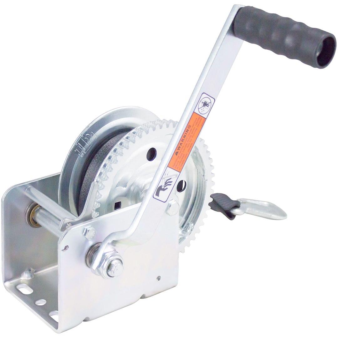 DUTTON 16624 1800 LB PLATED WINCH W/20 FT STRAP, Medium Duty; Hand Operated; 1800 Pound Line Pull Capacity; 2 Inch Width x 20 Foot Length Polyester Strap With Snap Hook; 9-1/2 Inch Handle Length; Zinc Plated; Reversible Ratchet - The Twister Group Tools product