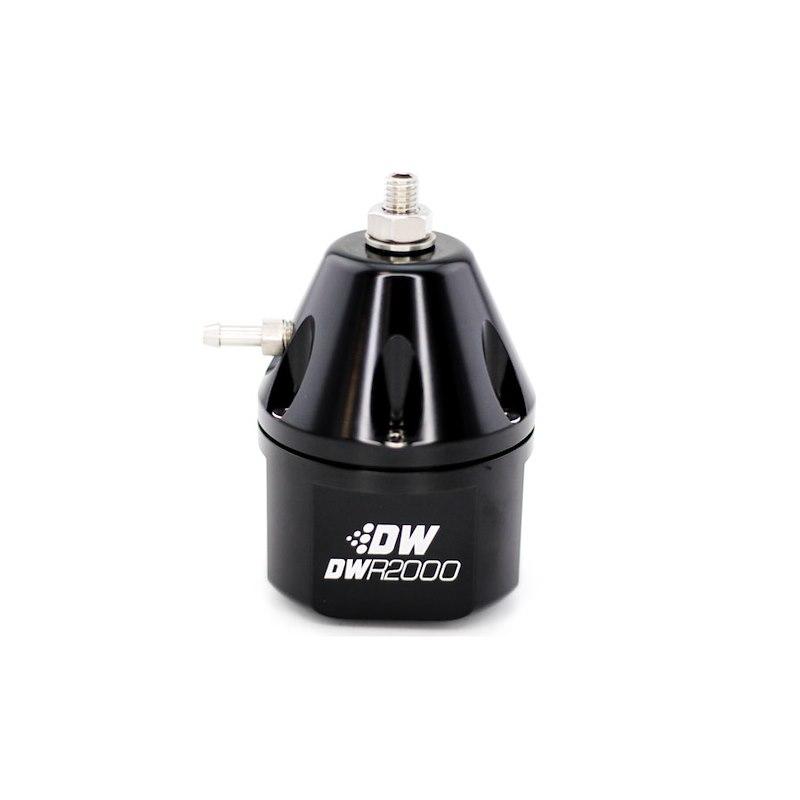 DW 6-2000-FRB Fuel Pressure Regulator; DWR2000 Series; 30-120 PSI; Dual -10AN ORB Inlet/ Single -8AN ORB Outlet; Compatible With All Fuels; Anodized Black; Aluminum; With Stainless Hardware/ Brackets - High quality product image showing DW 6-2000-FRB Fuel Pressure Regulator; DWR2000 Series; 30-120 PSI; Dual -10AN ORB Inlet/ Single -8AN ORB Outlet; Compatible With All Fuels; Anodized Black; Aluminum; With Stainless Hardware/ Brackets details and features