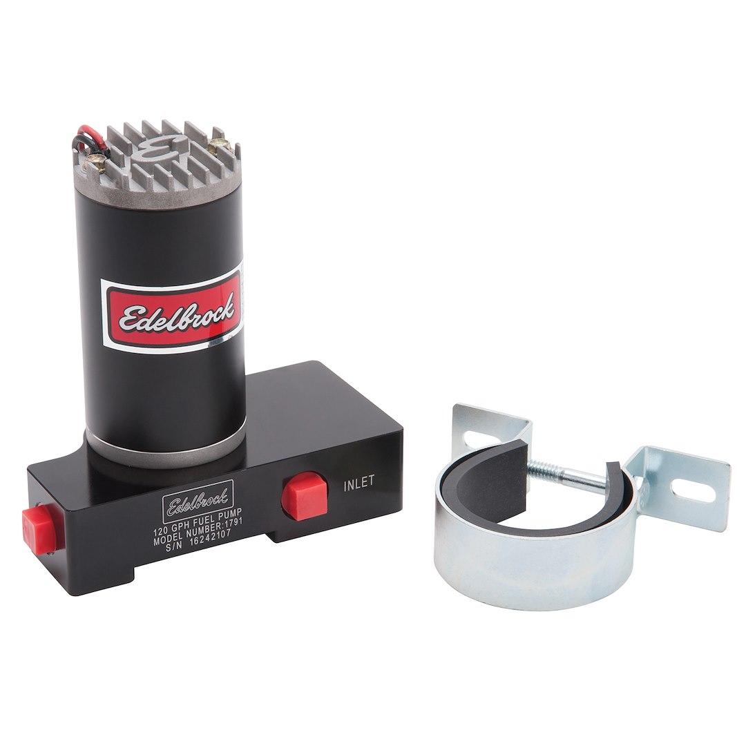 EDELBROCK 1791 120 GAL ELEC FUEL PUMP, 120 GPH; 6.5 PSI Max Pressure; Without Regulator; 3/8 Inch NPT Inlet/Outlet; 12 Volts; Black - The Twister Group Tools product