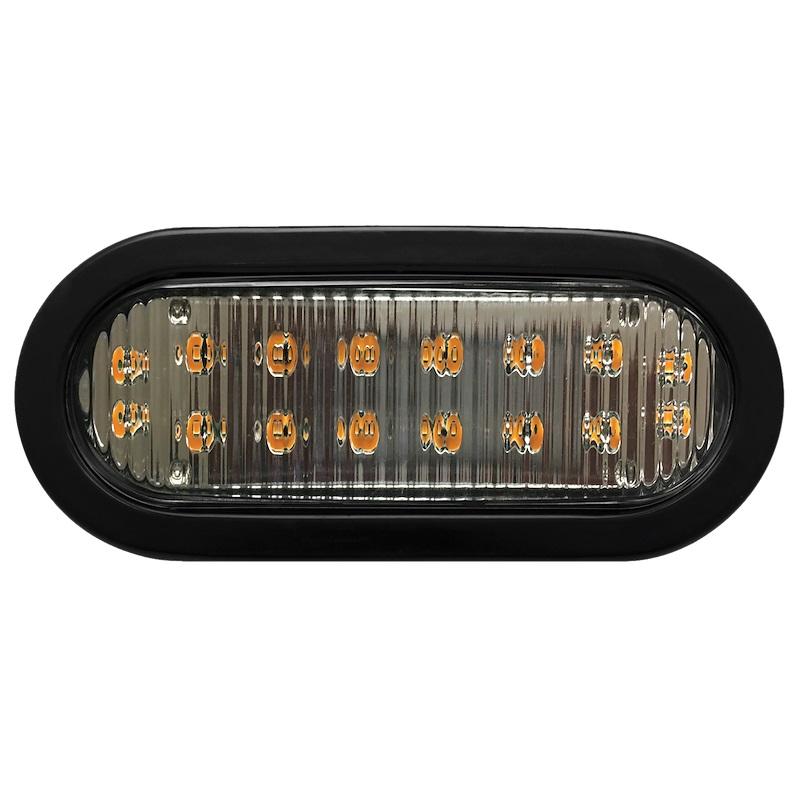 ECCO 3965AB Warning Light; 7.5 Inch Length x 3.3 Inch Width x 2.1 Inch Height; Oval Directional LED; Grommet Mount; Amber/ Blue LEDs; Clear Lens; 8 Flash Patterns; 12 To 24 Volt DC; With R2160GO Oval Grommet/ A9895 Oval Mounting Box - High quality product image showing ECCO 3965AB Warning Light; 7.5 Inch Length x 3.3 Inch Width x 2.1 Inch Height; Oval Directional LED; Grommet Mount; Amber/ Blue LEDs; Clear Lens; 8 Flash Patterns; 12 To 24 Volt DC; With R2160GO Oval Grommet/ A9895 Oval Mounting Box details and features