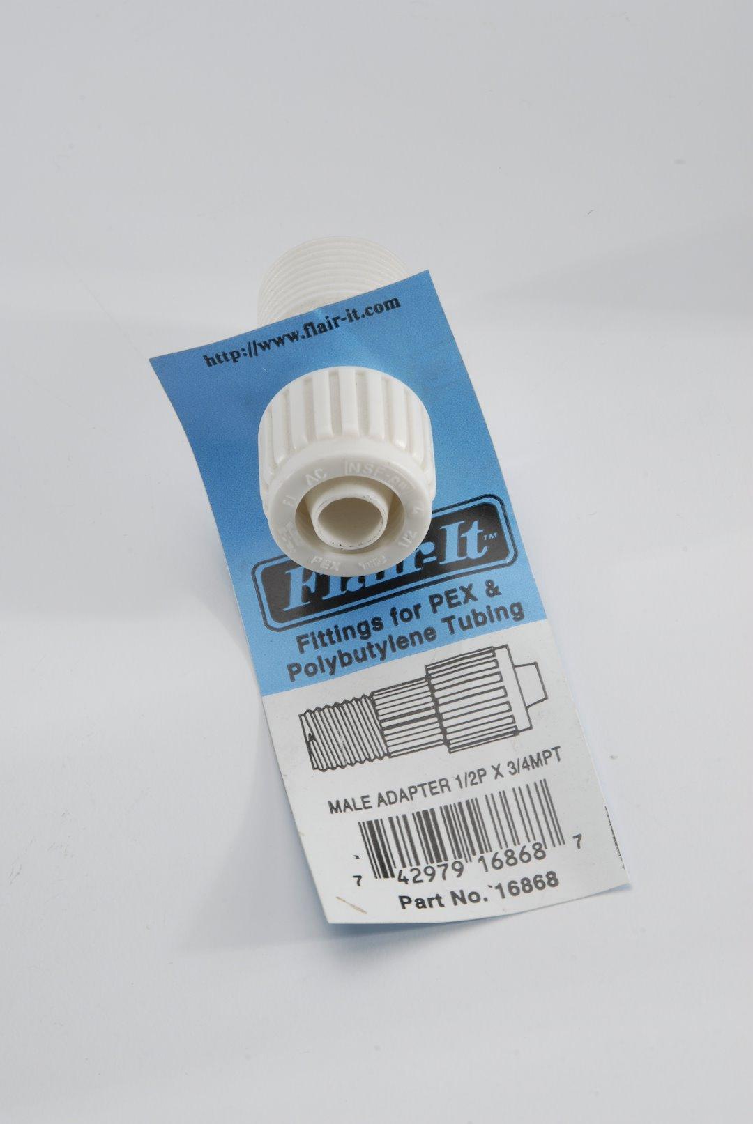 ELKHART 16868 1PC 1/2P X 3/4P MPT ADPT, Adapter; 1/2 Inch PEX x 3/4 Inch Male Pipe Thread; Straight; White; Plastic; Single; With Barcoded - High quality product image showing ELKHART 16868 1PC 1/2P X 3/4P MPT ADPT, Adapter; 1/2 Inch PEX x 3/4 Inch Male Pipe Thread; Straight; White; Plastic; Single; With Barcoded details and features