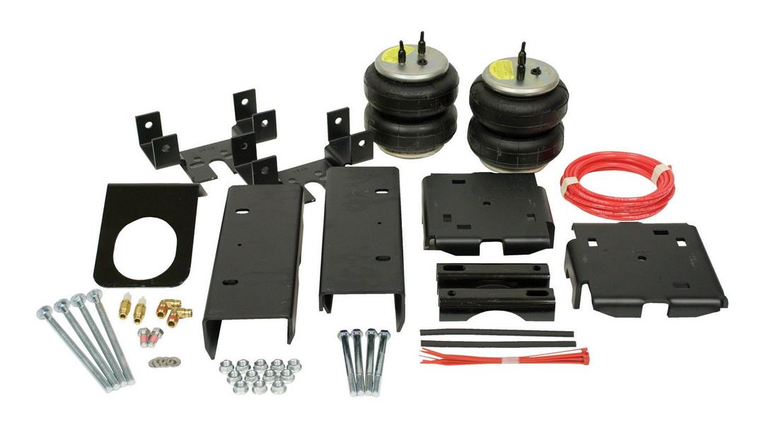 FIRESTONE 2025 Helper Spring Kit; Ride-Rite; Air Spring; Frame Mount; 3200 to 5000 Pound Leveling Capacity; Adjustable from 5 to 100 PSI; Rubber; Includes Air Springs/Brackets/Air Line/Hardware; Air Compressor Sold Separately - The Twister Group Tools product