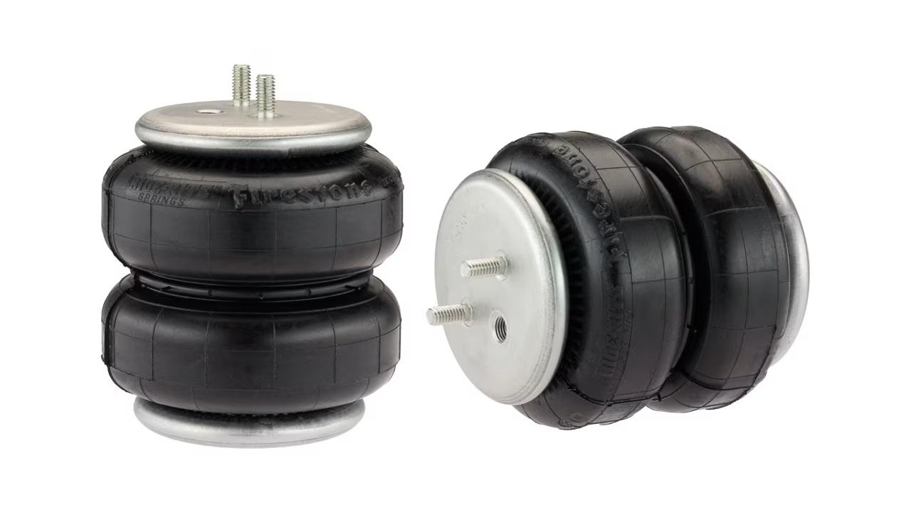 FIRESTONE 2223 Helper Spring Kit; Ride-Rite; Air Spring; Frame Mount; 3200 to 5000 Pound Leveling Capacity; Adjustable from 5 to 100 PSI; Rubber; Includes Air Springs/Brackets/Air Line/Hardware (Air Compressor Sold Separately) - High quality product image showing FIRESTONE 2223 Helper Spring Kit; Ride-Rite; Air Spring; Frame Mount; 3200 to 5000 Pound Leveling Capacity; Adjustable from 5 to 100 PSI; Rubber; Includes Air Springs/Brackets/Air Line/Hardware (Air Compressor Sold Separately) details and features