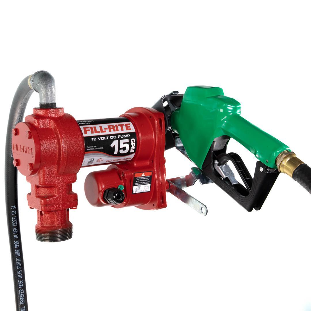 FILL-RITE FR1210HA1 12V 15 GPM Fuel Transfer Pump with Discharge Hose & Automatic Nozzle, Green - Gasoline, Diesel, Kerosene, Ethanol & Methanol Blends & Biodiesel - High quality product image showing FILL-RITE FR1210HA1 12V 15 GPM Fuel Transfer Pump with Discharge Hose & Automatic Nozzle, Green - Gasoline, Diesel, Kerosene, Ethanol & Methanol Blends & Biodiesel details and features