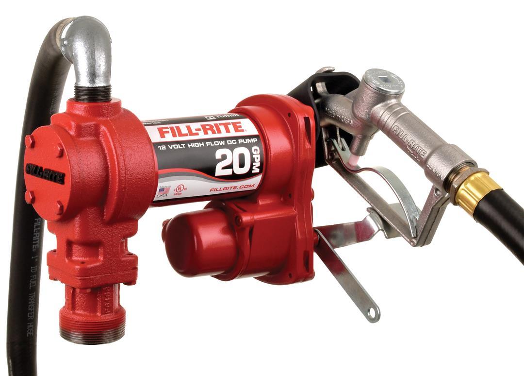 FILL-RITE FR4210H 12V 20 GPM Fuel Transfer Pump with Discharge Hose & Manual Nozzle | Gasoline, Diesel, Kerosene, Ethanol & Methanol Blends & Biodiesel - High quality product image showing FILL-RITE FR4210H 12V 20 GPM Fuel Transfer Pump with Discharge Hose & Manual Nozzle | Gasoline, Diesel, Kerosene, Ethanol & Methanol Blends & Biodiesel details and features