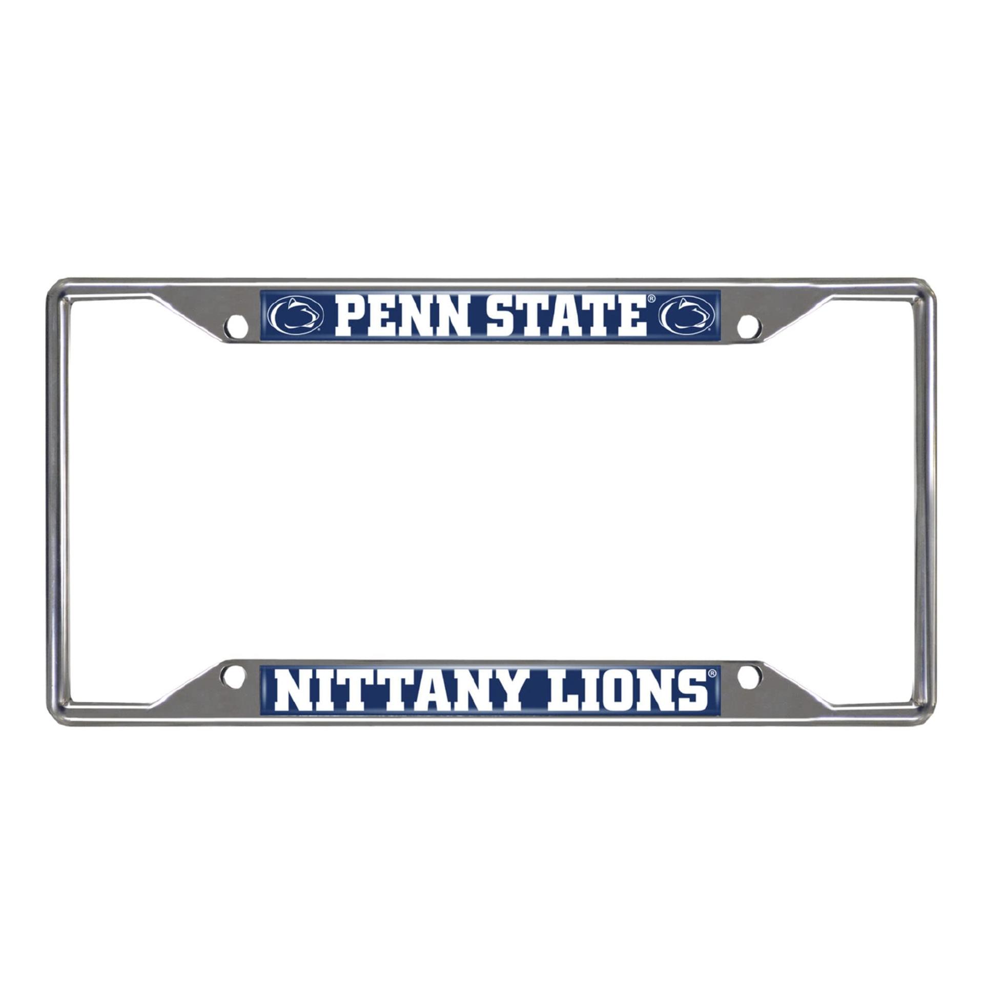 FANMATS 14880 Penn State Nittany Lions Chrome Metal License Plate Frame, Team Colors, 6.25in x 12.25in - Product image