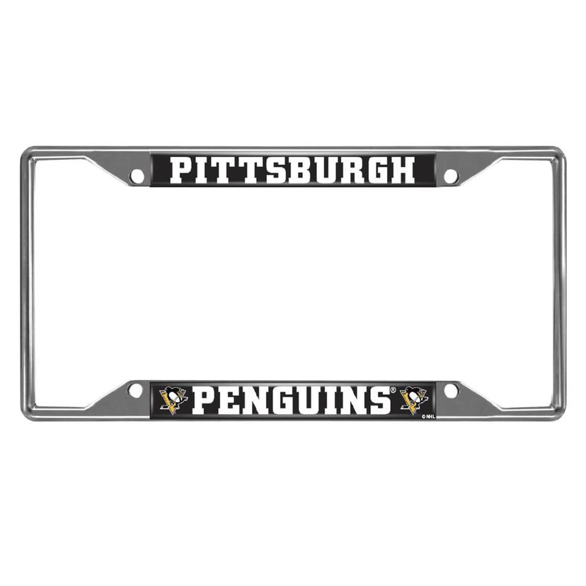 FANMATS 14886 Pittsburgh Penguins Chrome Metal License Plate Frame, Team Colors, 6.25in x 12.25in
