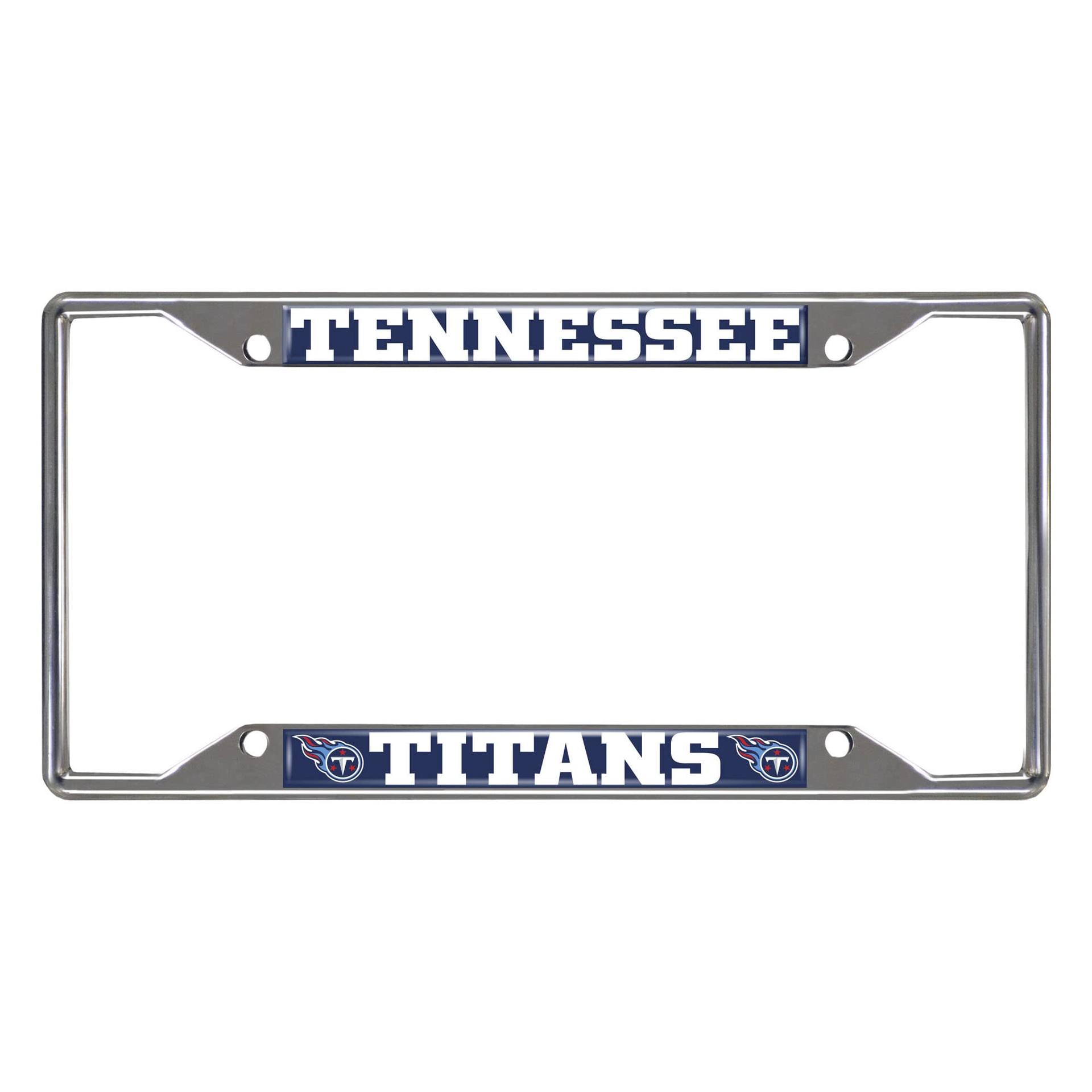FANMATS 21391 Tennessee Titans Chrome Metal License Plate Frame, Team Colors, 6.25in x 12.25in - Product image