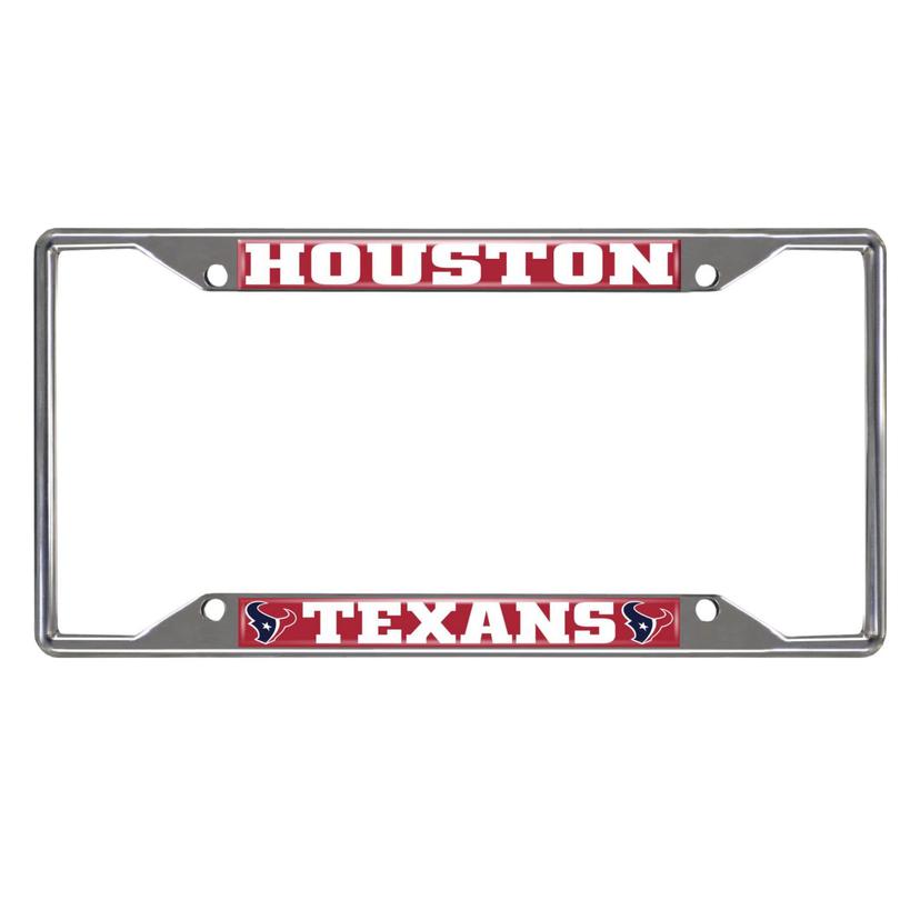 FANMATS 21531 Houston Texans Chrome Metal License Plate Frame, Team Colors, 6.25in x 12.25in