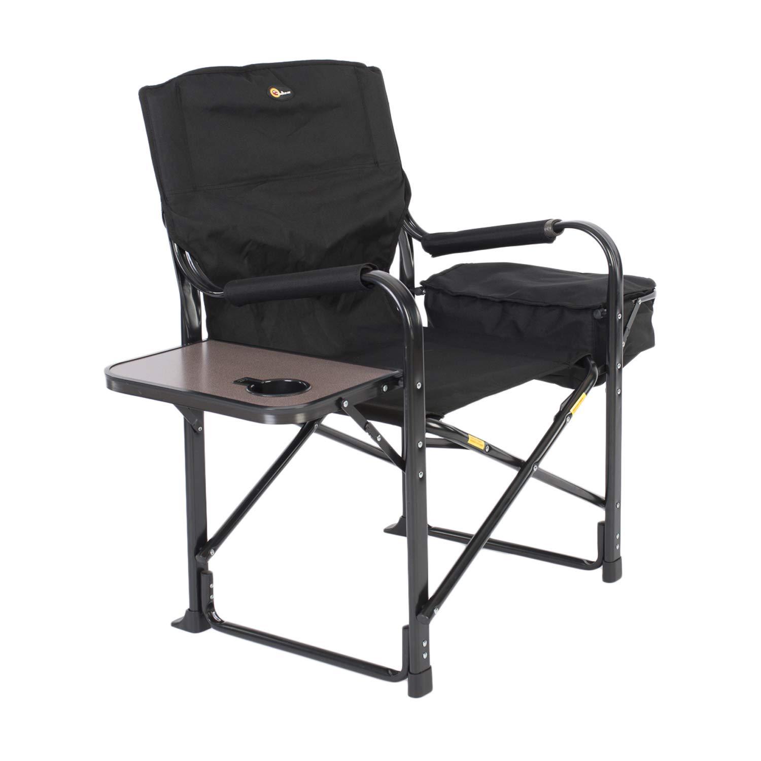 FAULKNER 49580 El Capitan Folding Director Chair with Tray and Cooler Bag, Black - High quality product image showing FAULKNER 49580 El Capitan Folding Director Chair with Tray and Cooler Bag, Black details and features