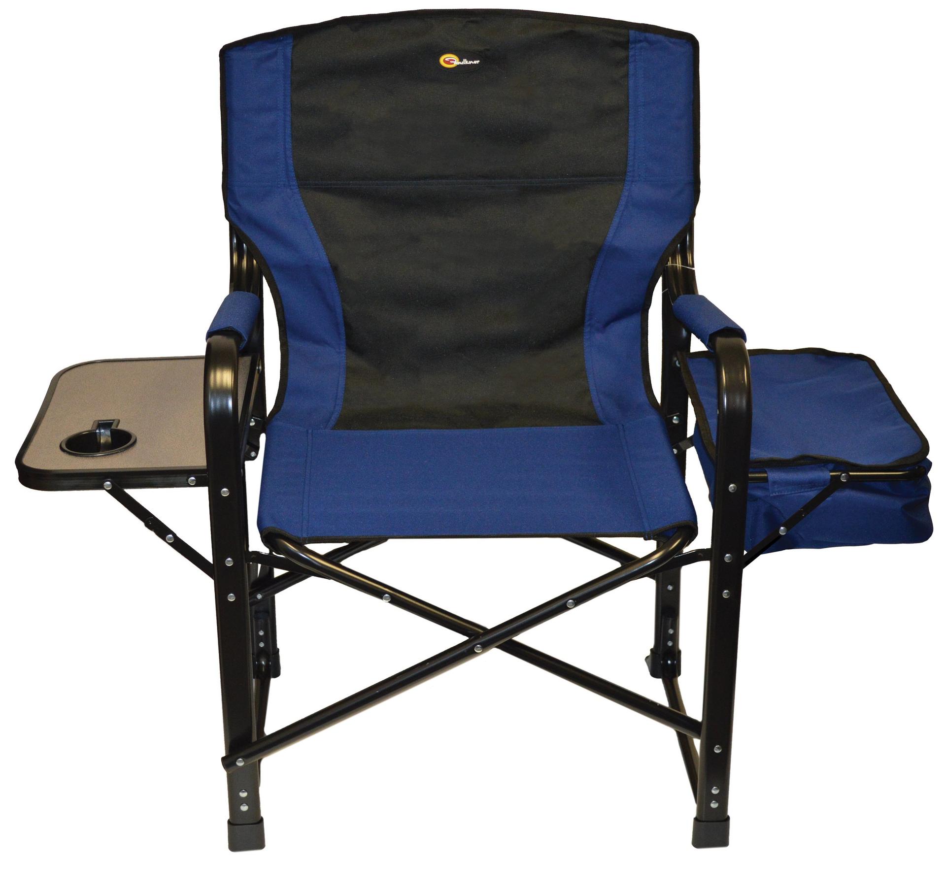FAULKNER 49581 El Capitan Folding Director Chair with Tray and Cooler Bag, Blue/Black - High quality product image showing FAULKNER 49581 El Capitan Folding Director Chair with Tray and Cooler Bag, Blue/Black details and features