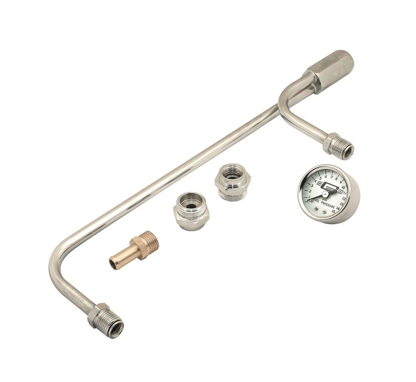 MR GASKET 1559 Chrome Plated Fuel Line with Pressure Gauge