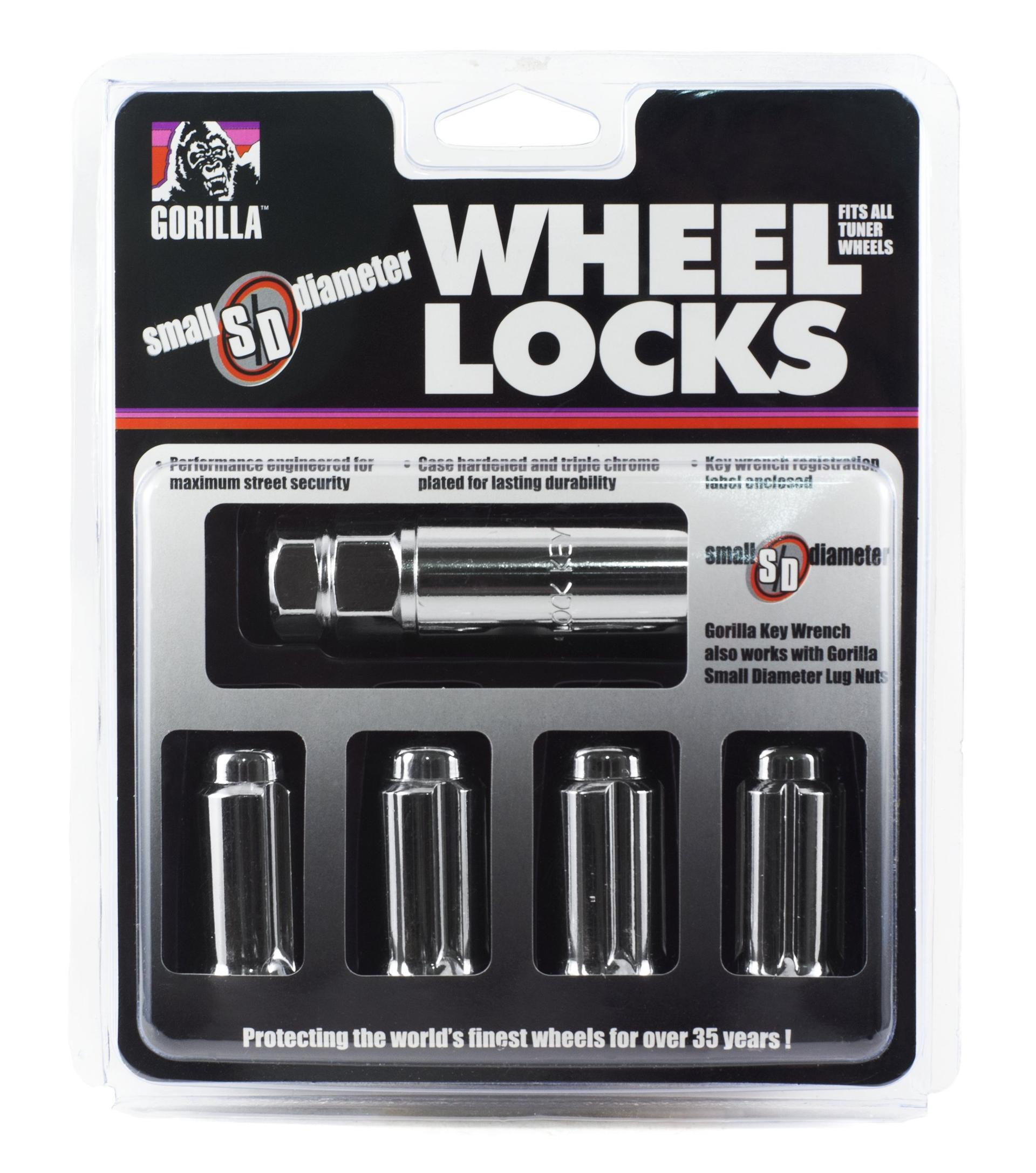 GORILLA 26641SD 14mm x 1.50 Thread Size Chrome Finish Small Diameter Duplex Wheel Lock (Set of 4) - High quality product image showing GORILLA 26641SD 14mm x 1.50 Thread Size Chrome Finish Small Diameter Duplex Wheel Lock (Set of 4) details and features