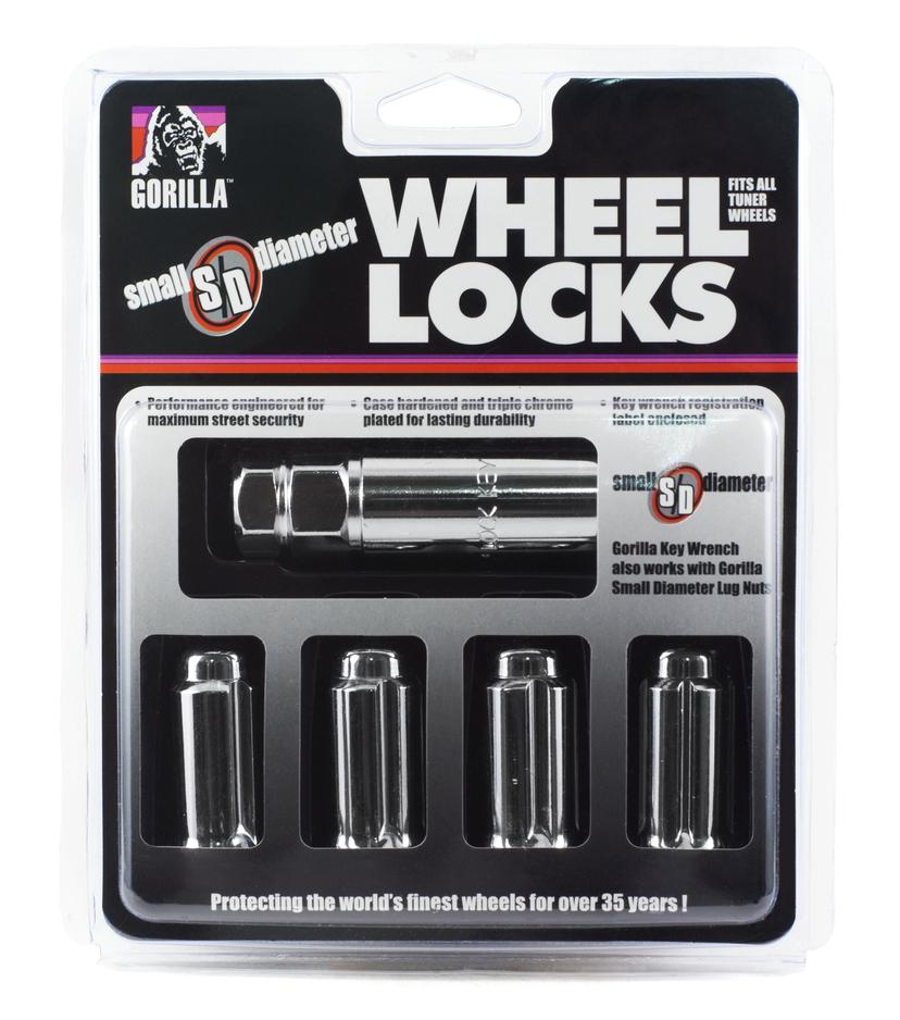 GORILLA 26641SD 14mm x 1.50 Thread Size Chrome Finish Small Diameter Duplex Wheel Lock (Set of 4)