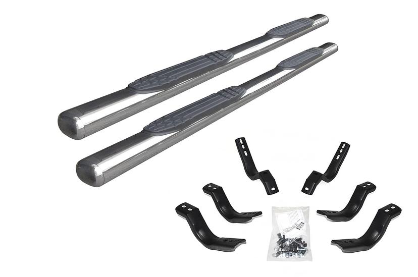 GO RHINO 104404687PS 4 INCH 1000 Series Side Steps with Mounting Bracket Kit for 07-19 Silverado 3500 HD, Sierra 2500 HD, Silverado 1500, Silverado 2500 HD, Sierra 1500, Sierra 3500 HD (Crew Cab Pickup)