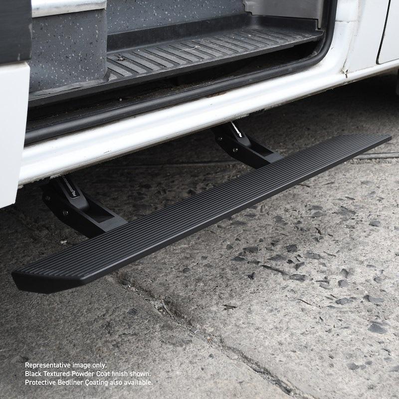 GO RHINO 20410125T Running Board; E-Board E1; Protective Bedliner Coating; Black; Aluminum; Lighted; Rocker Panel Mount For 2013-2018 Mercedes-Benz Sprinter 2500, 3500 - The Twister Group Tools product