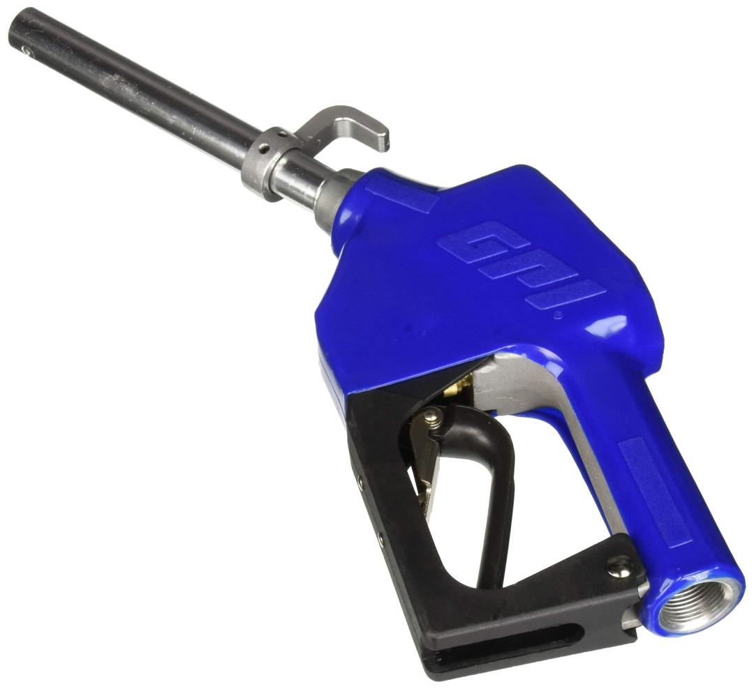 GPI 110121-8 Liquid Transfer Tank Pump Nozzle; Liquid Transfer Tank Pump; Automatic Nozzle; For Use With Unleaded Fuel Only; Can Be Used With GPI M-150S/ M-180S/ M-240S/ And M-1115S Series Part Numbers; Without Swivel - The Twister Group Tools product