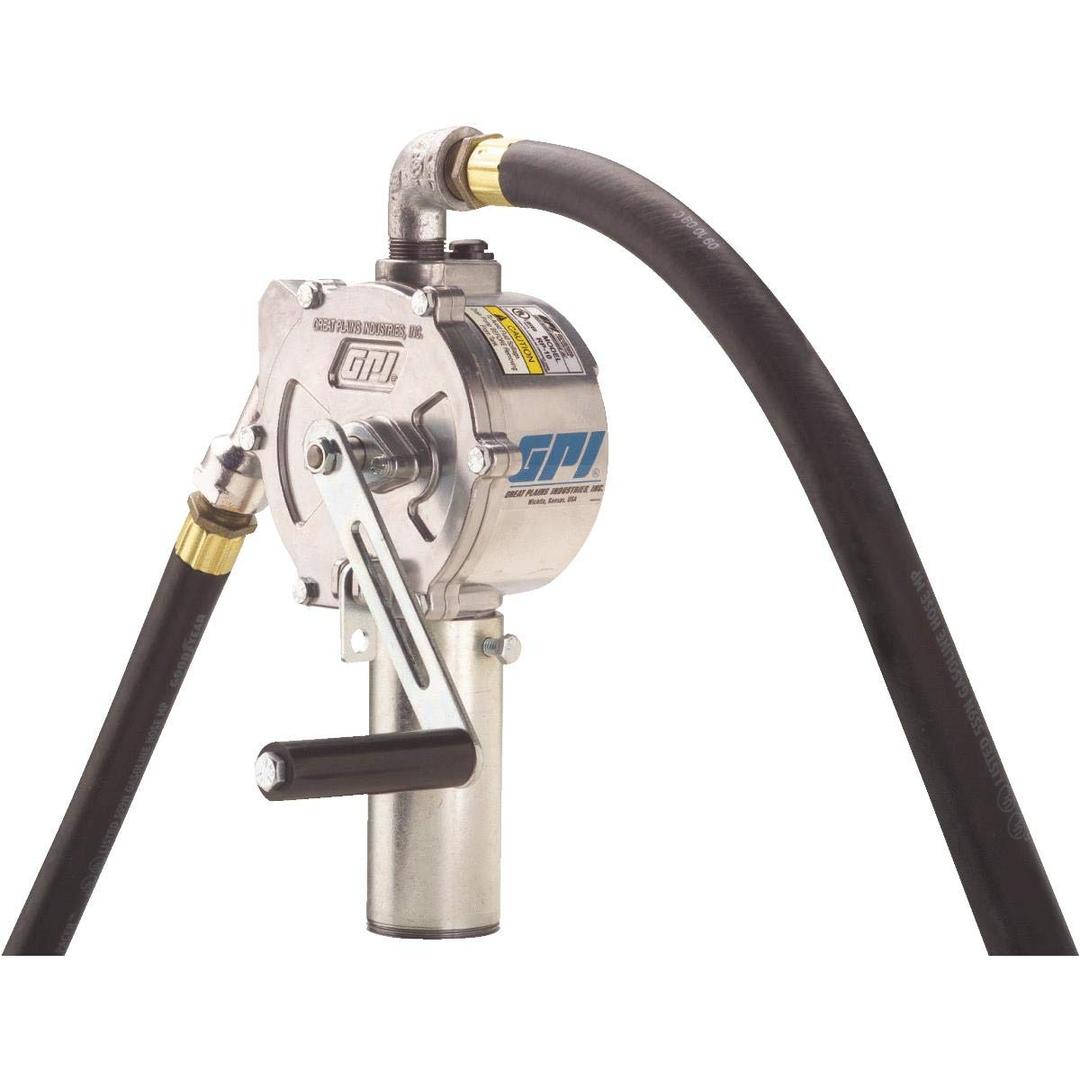 GPI 123000-06 Rotary Hand Pump, Up to 10 Gal/100 Revolutions, Metal Spout, 8 INCHHose, Suction Pipe - The Twister Group Tools product