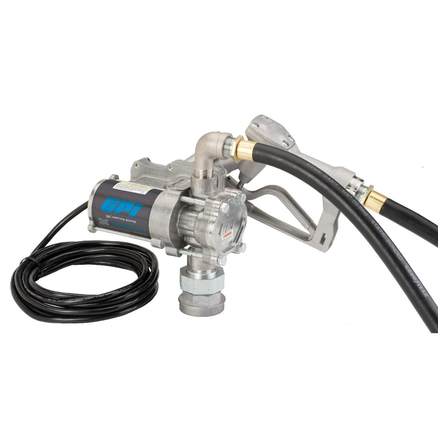GPI 137100-05 EZ-8 12v Fuel Transfer Pump, Manual Shut-Off Nozzle, 8 GPM Fuel Pump, 10FT Hose, Power Cord, Adjustable Suction Pipe, Spin Collar - High quality product image showing GPI 137100-05 EZ-8 12v Fuel Transfer Pump, Manual Shut-Off Nozzle, 8 GPM Fuel Pump, 10FT Hose, Power Cord, Adjustable Suction Pipe, Spin Collar details and features