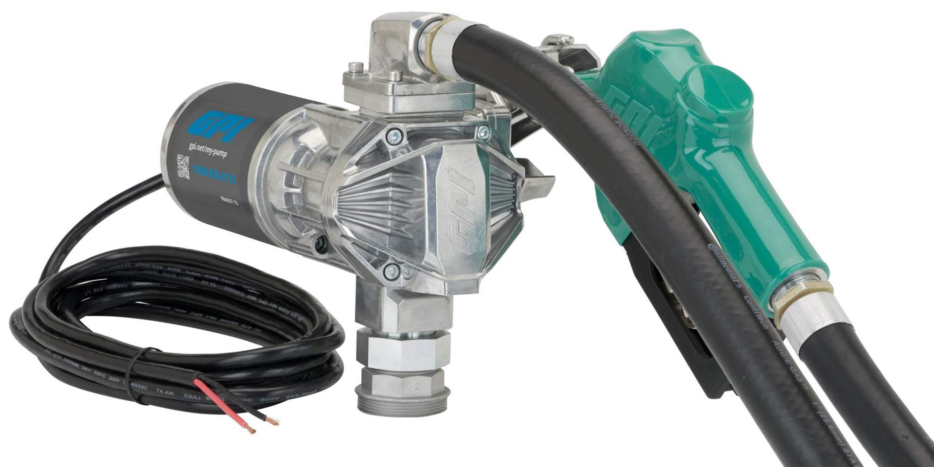 GPI 162000-03 G20 - Fuel Transfer Pump 12 Volt - Automatic Nozzle, 20 GPM 12v Fuel Transfer Pump, 14FT Hose, Adjustable Suction Pipe - High quality product image showing GPI 162000-03 G20 - Fuel Transfer Pump 12 Volt - Automatic Nozzle, 20 GPM 12v Fuel Transfer Pump, 14FT Hose, Adjustable Suction Pipe details and features