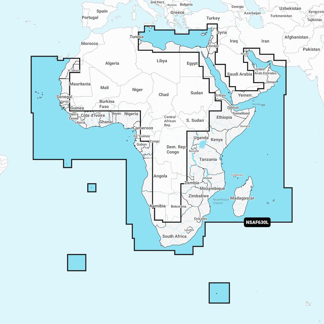 GARMIN 010-C1228-20 AFRICA & MIDDLE EAST GARMIN NAVIONI, Compatible With Chart Plotters; Detailed Coverage Of Coast Of Africa From Tripoli Libya Through The Red Sea And Around The Cape To Dakar Senegal; Region Code: NSAF630L; On SD/ Micro-SD Card - The Twister Group Tools product