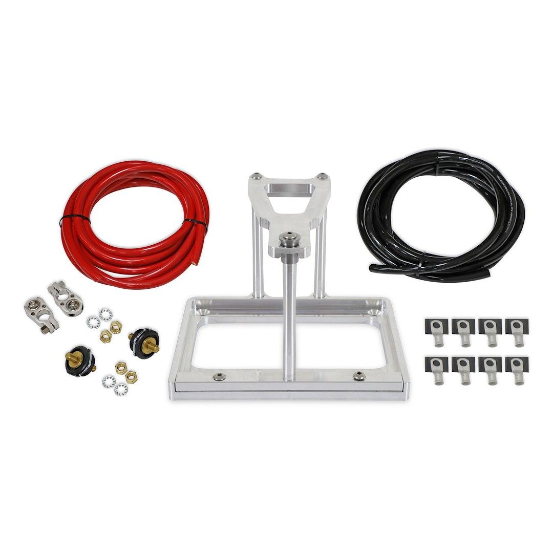 HOLLEY 120107DS BATTERY RELOCATION KIT W/ HARDWARE, Fits Optima/ Odyssey/ Group 34/78 Series Batteries; Includes Stainless Steel Fasteners/ Hardware; 18 Foot Of 2 GA Red Cable/ 18 Foot Of 2 GA Black Cable; Natural; Stainless Steel Hardware - High quality product image showing HOLLEY 120107DS BATTERY RELOCATION KIT W/ HARDWARE, Fits Optima/ Odyssey/ Group 34/78 Series Batteries; Includes Stainless Steel Fasteners/ Hardware; 18 Foot Of 2 GA Red Cable/ 18 Foot Of 2 GA Black Cable; Natural; Stainless Steel Hardware details and features