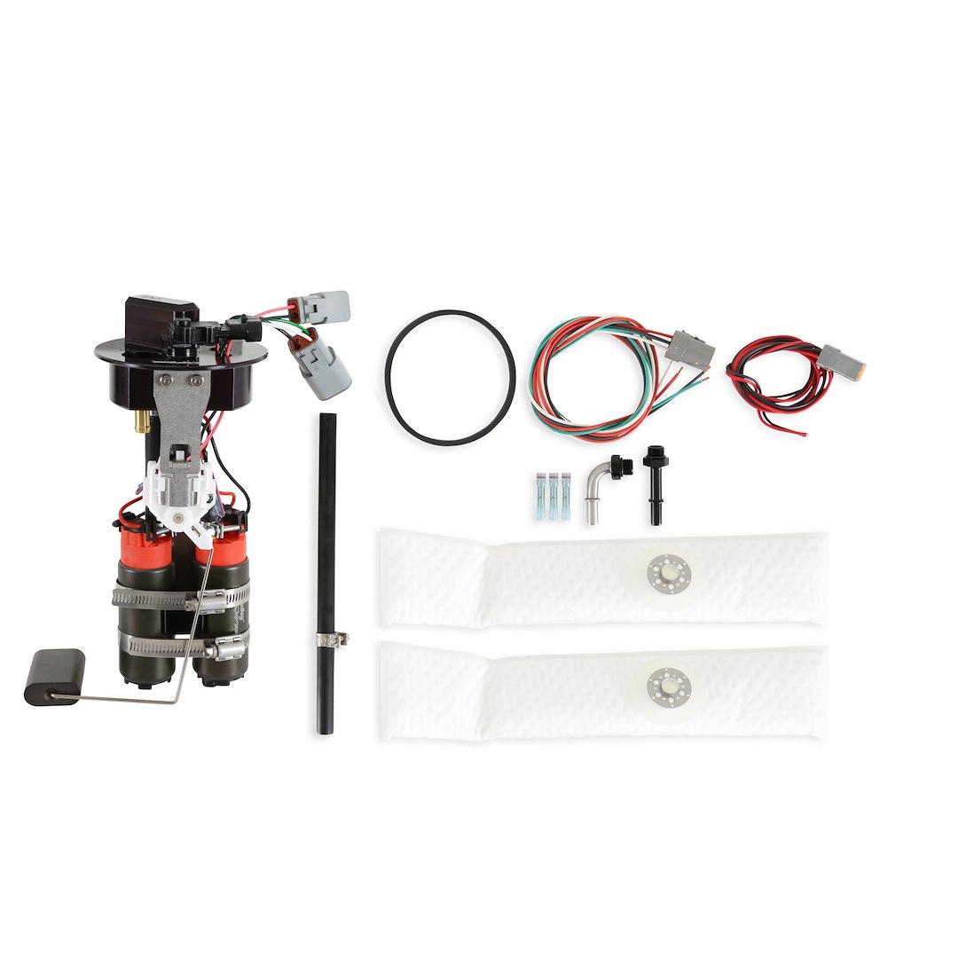 HOLLEY 12-364 98-02 GM F BODY TWIN 340LPH PUMP MO, In-Tank; Gasoline; Dual 340 LPH Free Flow; Anodized Black; Billet Alluminum 6061-T6; With Gasket And Vehicle Pigtail Harness - High quality product image showing HOLLEY 12-364 98-02 GM F BODY TWIN 340LPH PUMP MO, In-Tank; Gasoline; Dual 340 LPH Free Flow; Anodized Black; Billet Alluminum 6061-T6; With Gasket And Vehicle Pigtail Harness details and features