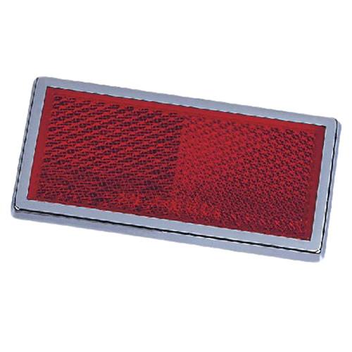 HOPKINS 168SR 4-3/8X1-1/8STICKON REFLEC-RD 50PK, 3-1/2 Inch Width x 1-3/4 Inch Height; Peel and Stick; Red; Chrome Bezel; Single - High quality product image showing HOPKINS 168SR 4-3/8X1-1/8STICKON REFLEC-RD 50PK, 3-1/2 Inch Width x 1-3/4 Inch Height; Peel and Stick; Red; Chrome Bezel; Single details and features