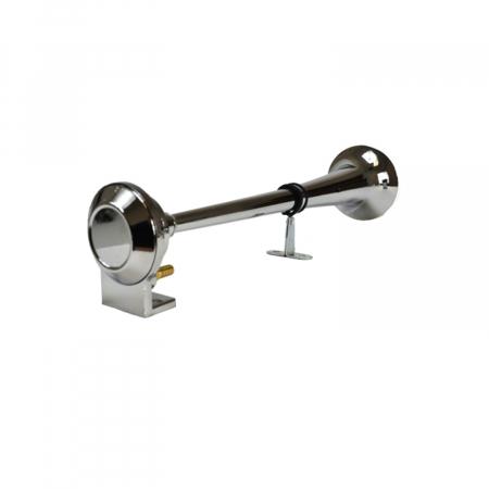 HELLA 013410021 HORN KIT BL CHROME AIR 1-TRUMPET 24, High Tone; 370 Hertz; Silver Housing; 26 Amp; 24 Volt; 312 Watt; ECE approved - High quality product image showing HELLA 013410021 HORN KIT BL CHROME AIR 1-TRUMPET 24, High Tone; 370 Hertz; Silver Housing; 26 Amp; 24 Volt; 312 Watt; ECE approved details and features