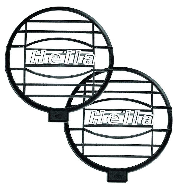 HELLA 165530801 500 GRILLE GUARD PAIR, Round With Hella Logo; Black; Plastic; Set Of 2 - The Twister Group Tools product