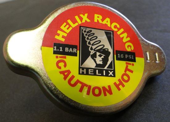 HELIX RACING 212-1113 ZINC RADIATOR CAP 1.1 BAR (16 PSI), 16 PSI Maximum Pressure; Round; Without Safety Release Lever; Gold Anodized; Aluminum Alloy; Helix Logo; With Silicone Seals - High quality product image showing HELIX RACING 212-1113 ZINC RADIATOR CAP 1.1 BAR (16 PSI), 16 PSI Maximum Pressure; Round; Without Safety Release Lever; Gold Anodized; Aluminum Alloy; Helix Logo; With Silicone Seals details and features